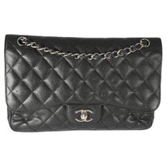 Chanel Black Caviar Leather Jumbo Double Flap Bag