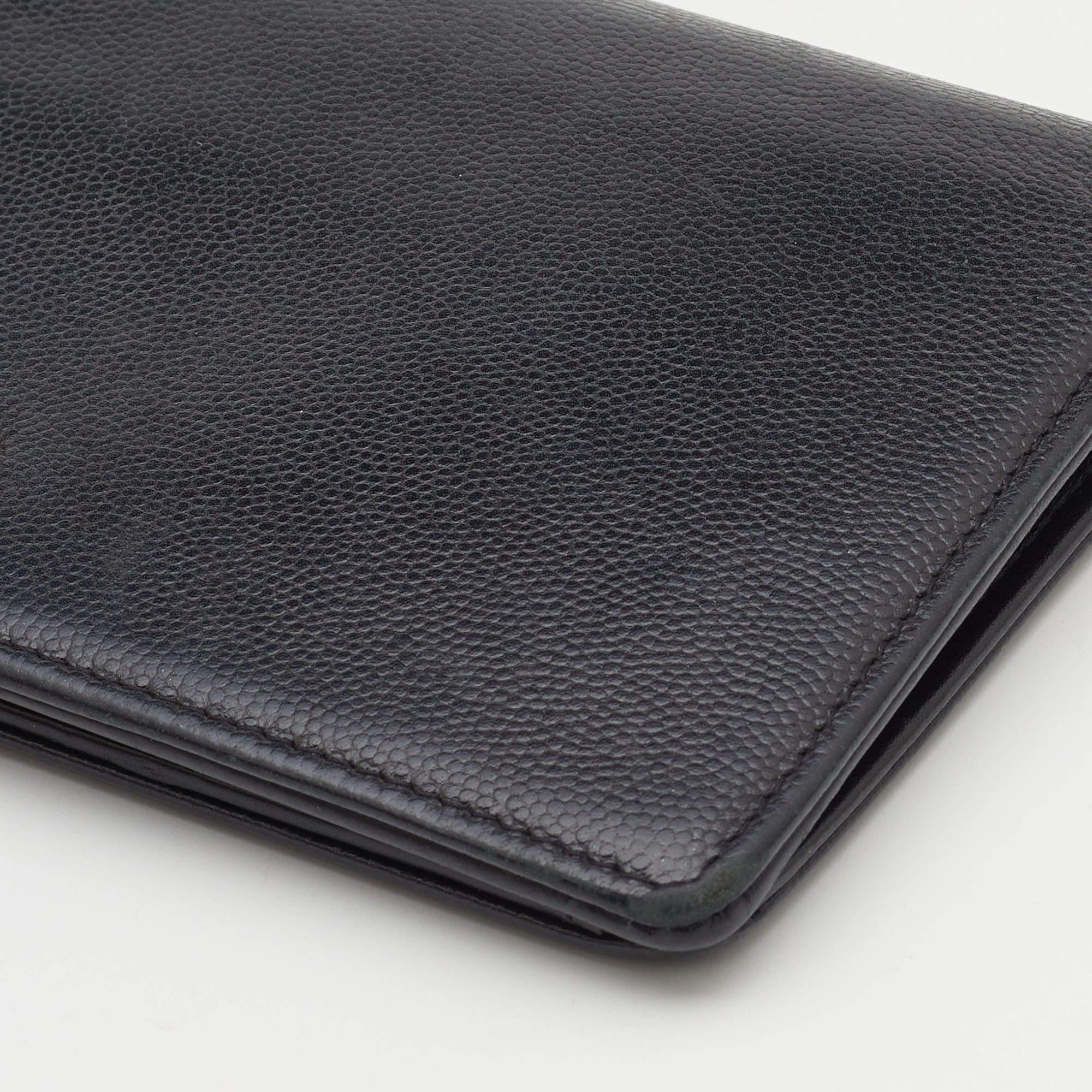 Chanel Black Caviar Leather L Yen Continental Wallet 7