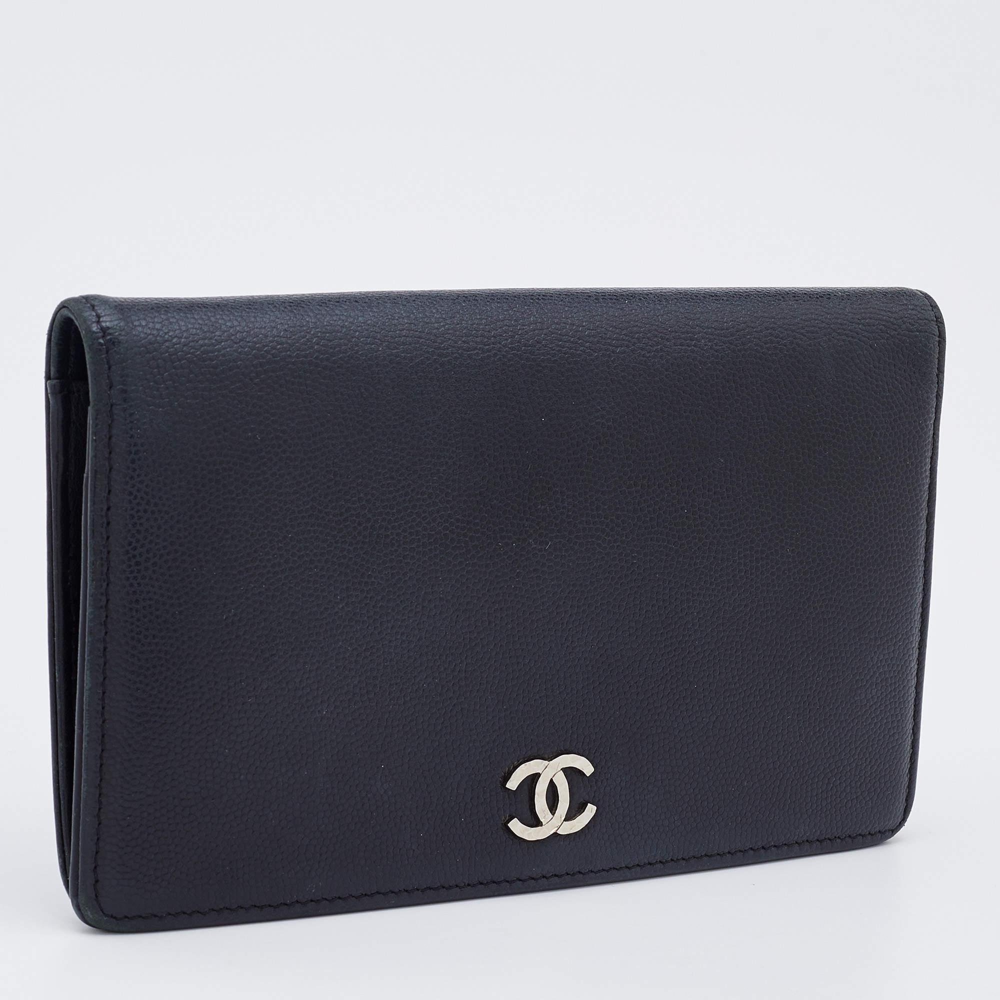 Women's Chanel Black Caviar Leather L Yen Continental Wallet