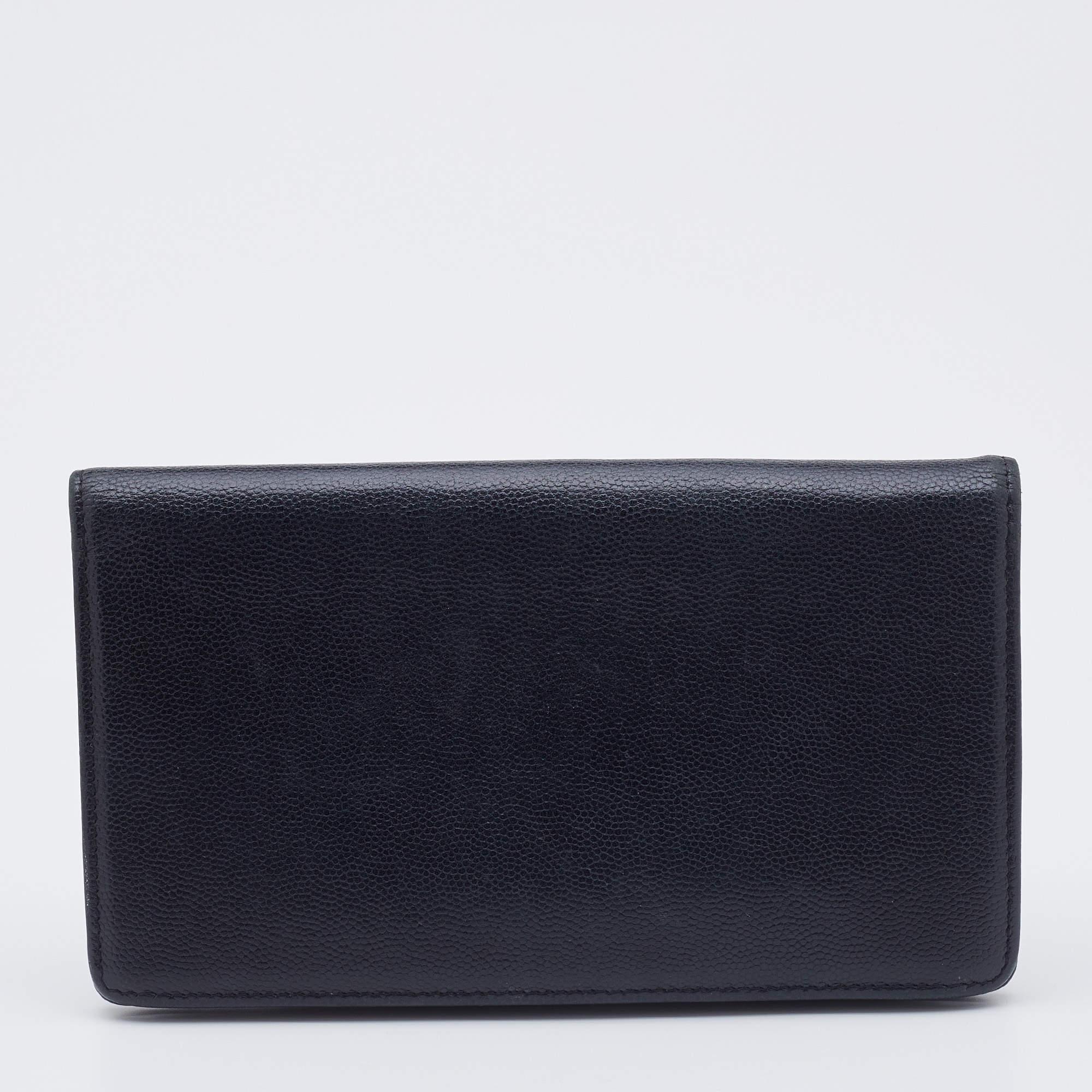 Chanel Black Caviar Leather L Yen Continental Wallet 1