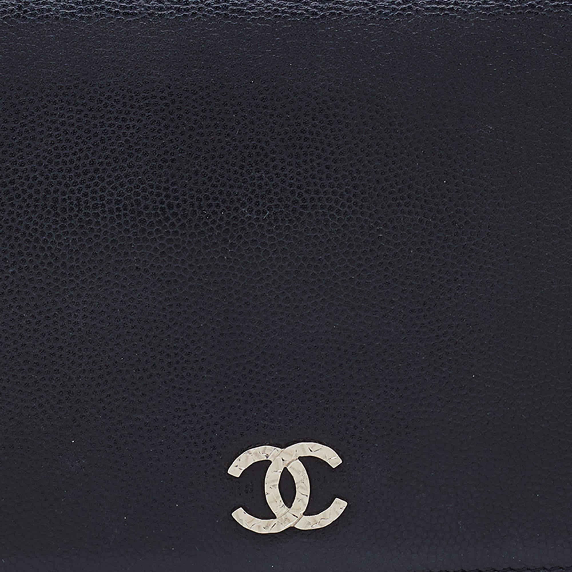 Chanel Black Caviar Leather L Yen Continental Wallet 4
