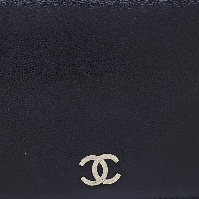 Chanel Black Caviar Leather L Yen Continental Wallet at 1stDibs