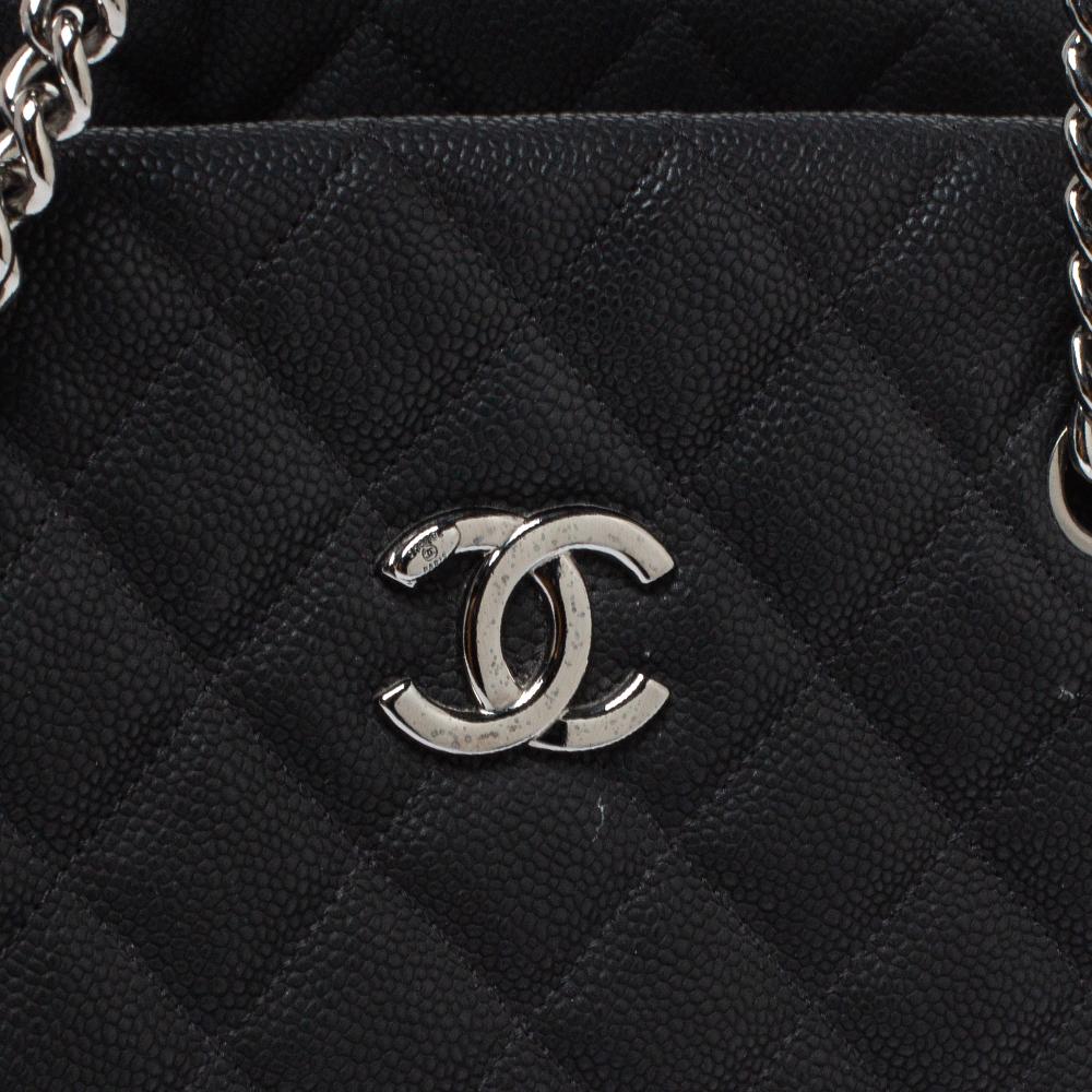 Chanel Black Caviar Leather Lady Pearly Tote 4