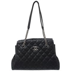 Chanel Schwarz Kaviar Leder Lady Pearly Tote