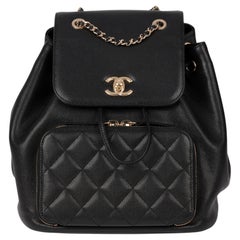 Chanel Schwarzer Kaviar Leder & Lammfell Affinity Rucksack