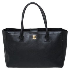 Chanel Black Caviar Leather Large Cerf Executive Tote