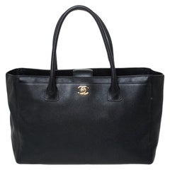 Chanel Cuir Caviar Noir Grand Cerf Executive Tote