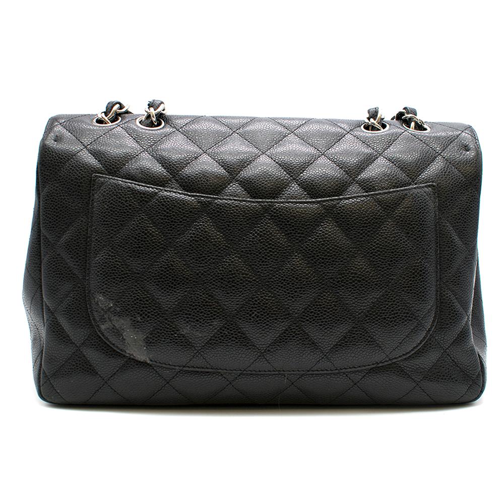 Chanel Black Caviar Leather Large Classic Flap  In Excellent Condition In London, GB