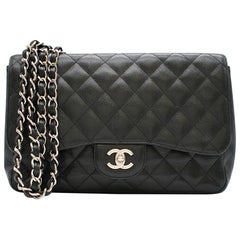 Chanel Black Caviar Leather Large Classic Flap 