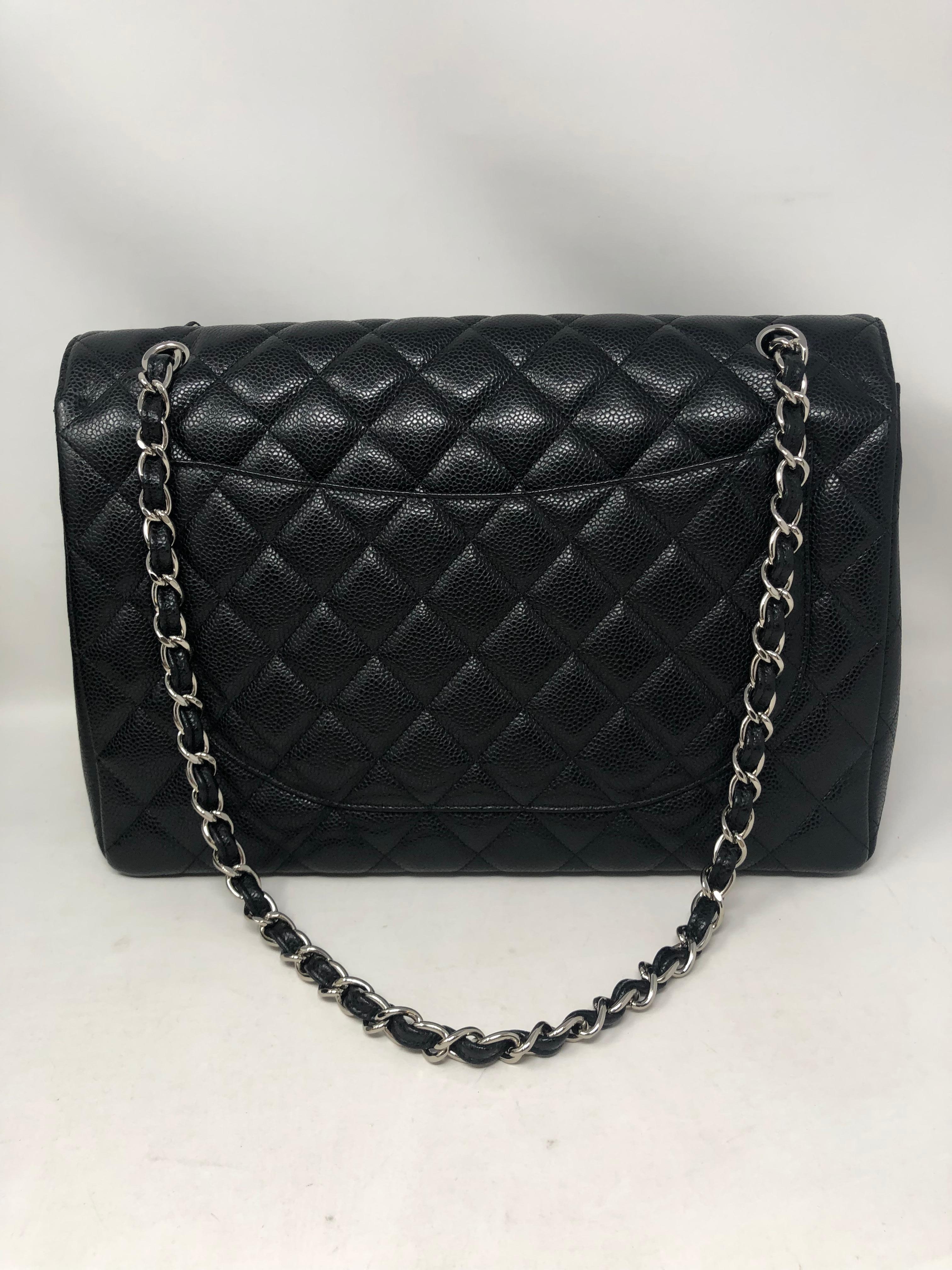 Chanel Black Caviar Leather Maxi Bag at 1stDibs | chanel maxi bag size ...