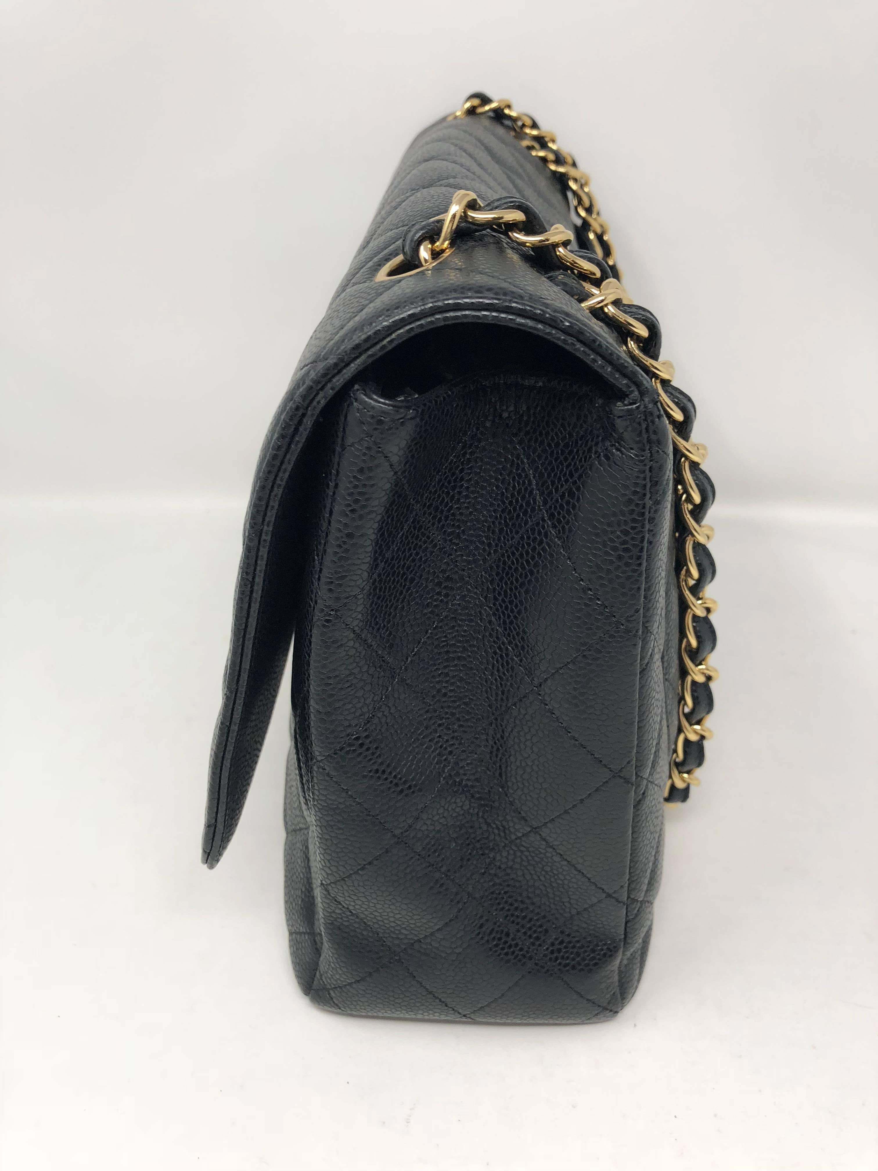 Chanel Black Caviar Leather Maxi Bag  In Excellent Condition In Athens, GA