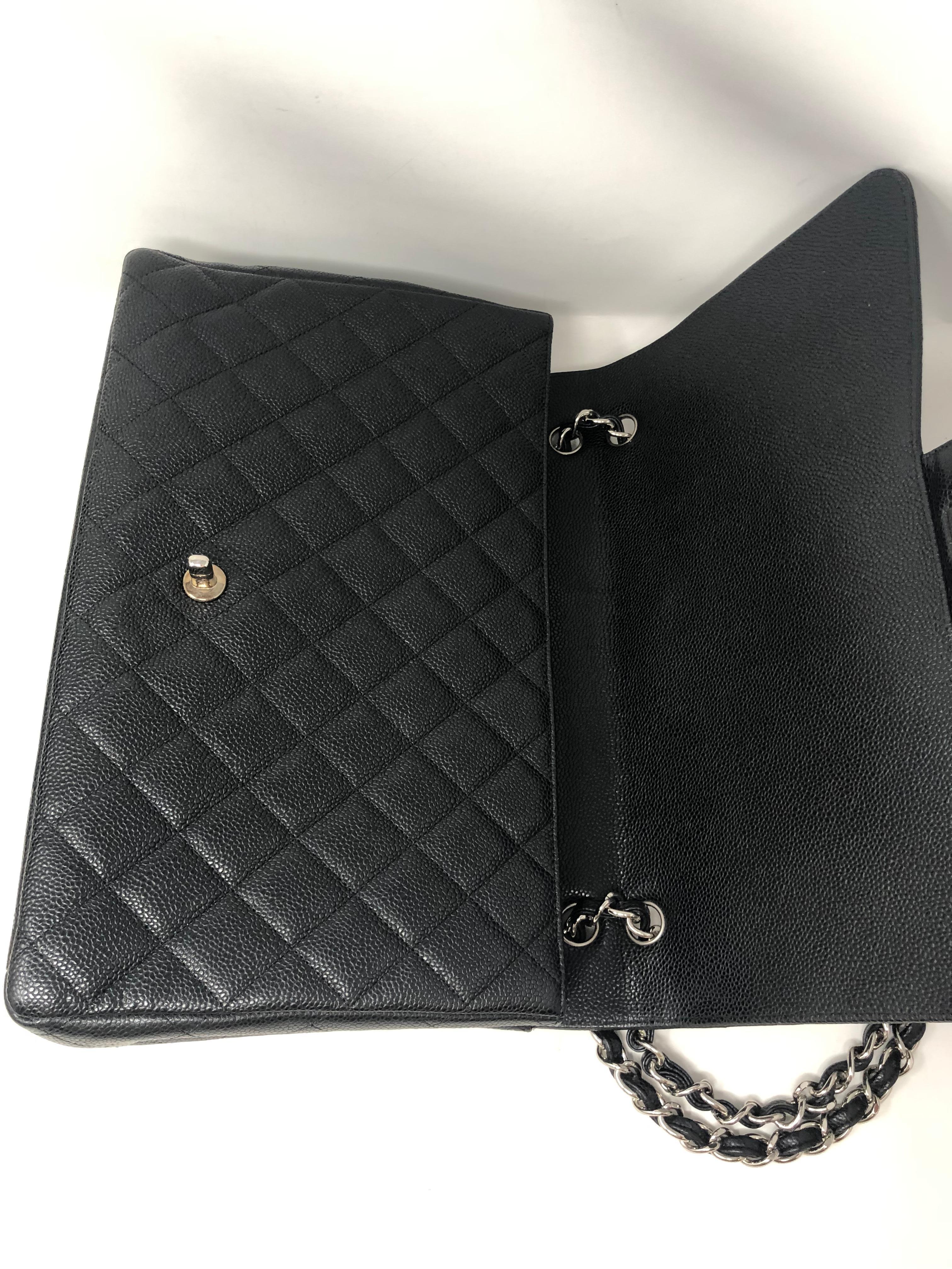 Chanel Black Caviar Leather Maxi Bag 4