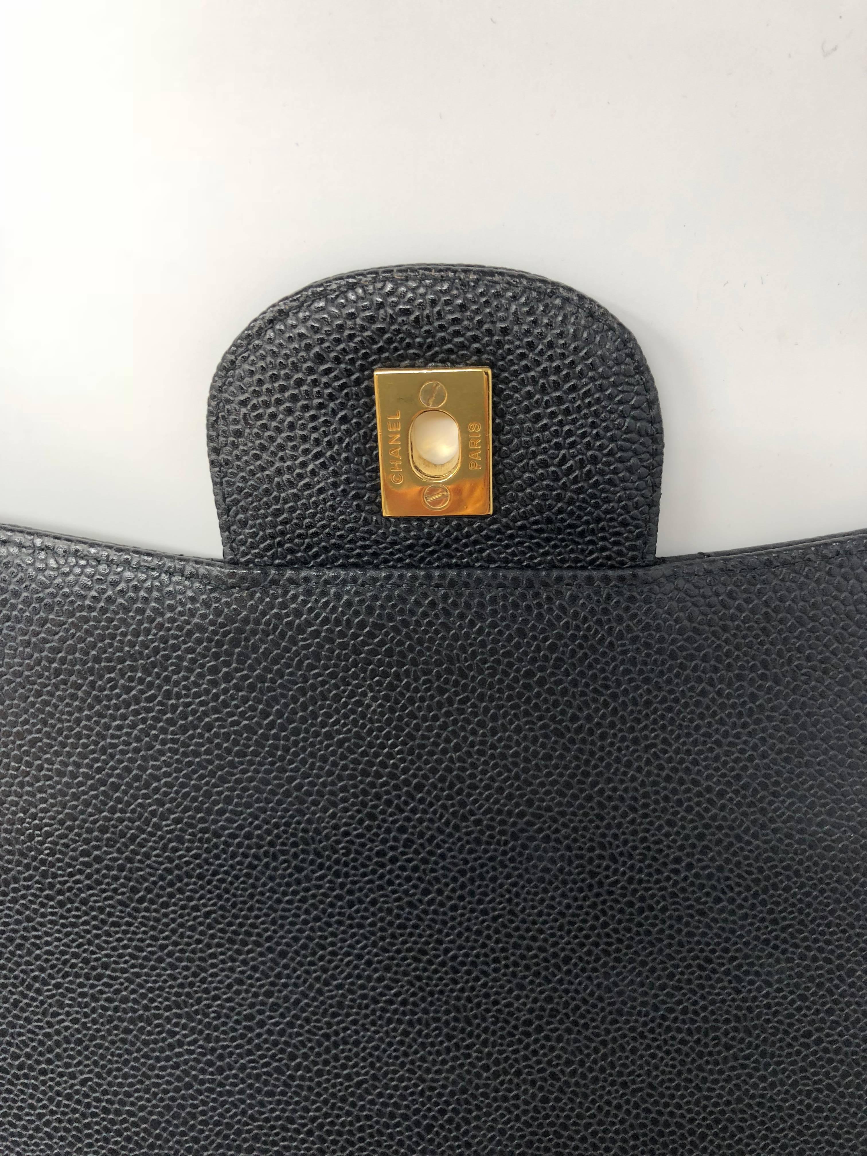 Chanel Black Caviar Leather Maxi Bag  3