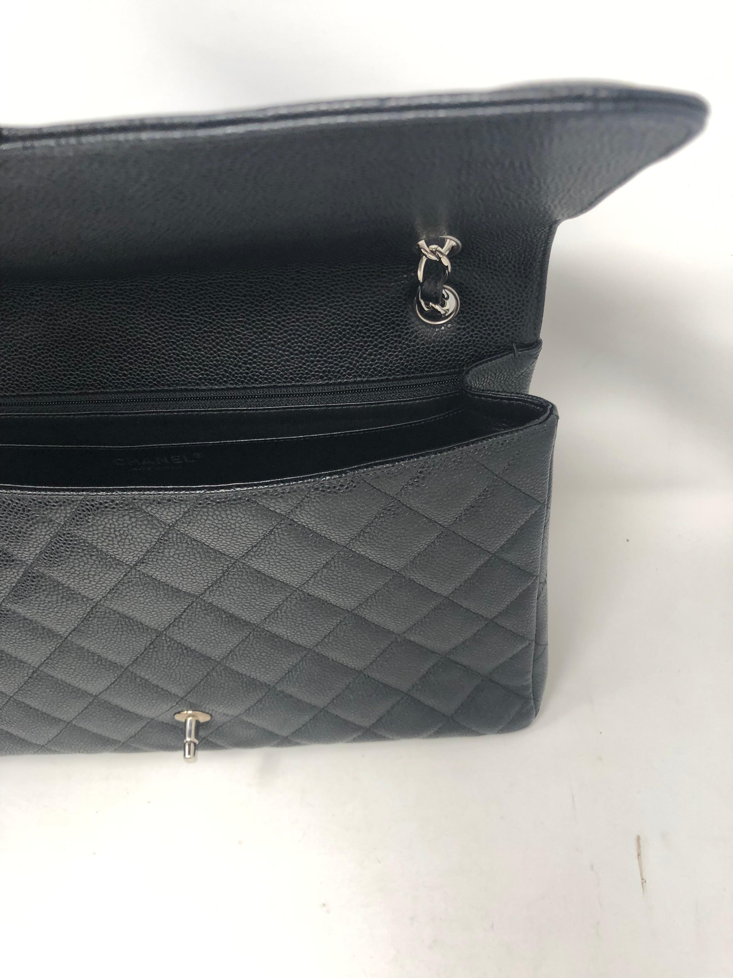 Chanel Black Caviar Leather Maxi Bag 3