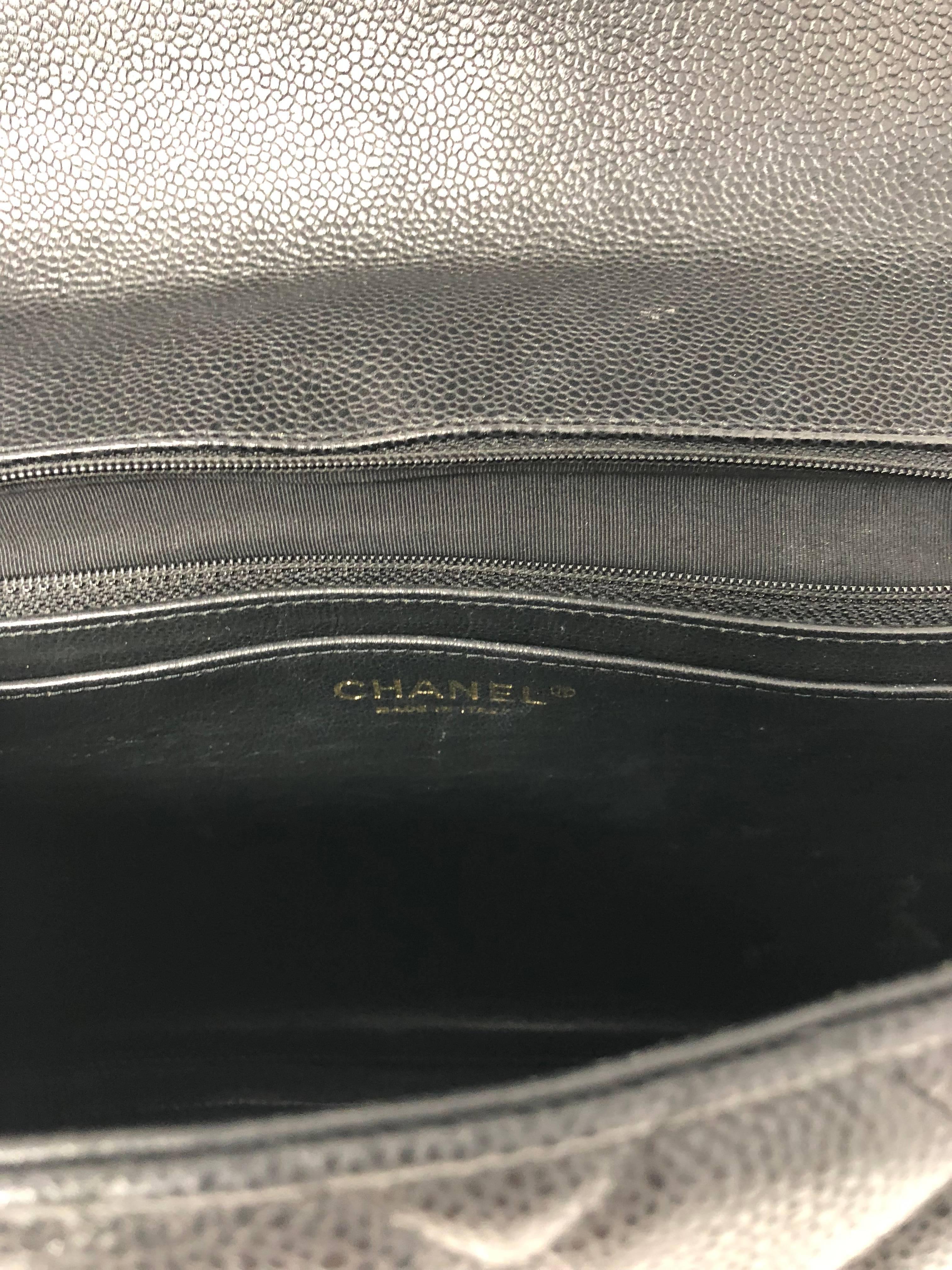 Chanel Black Caviar Leather Maxi Bag  4