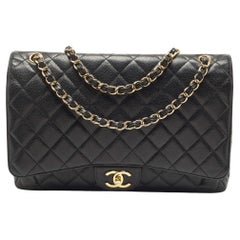 Chanel Black Caviar Leather Maxi Classic Double Flap Bag