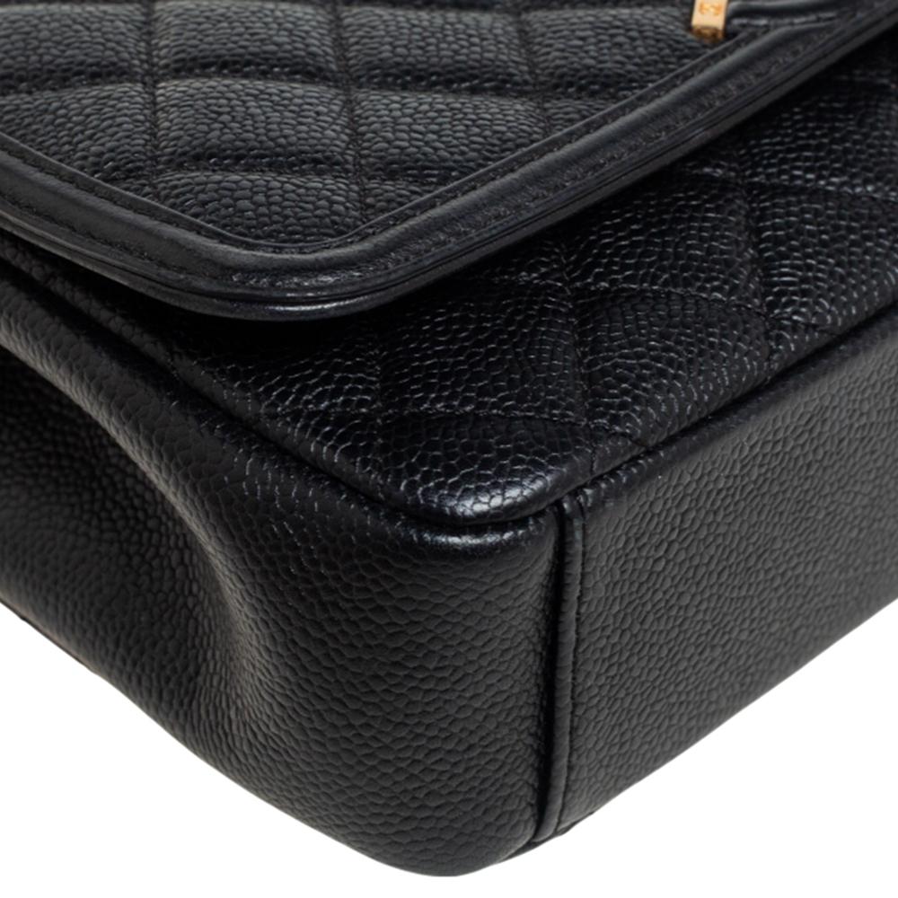 Chanel Black Caviar Leather Medium CC Filigree Flap Bag 7