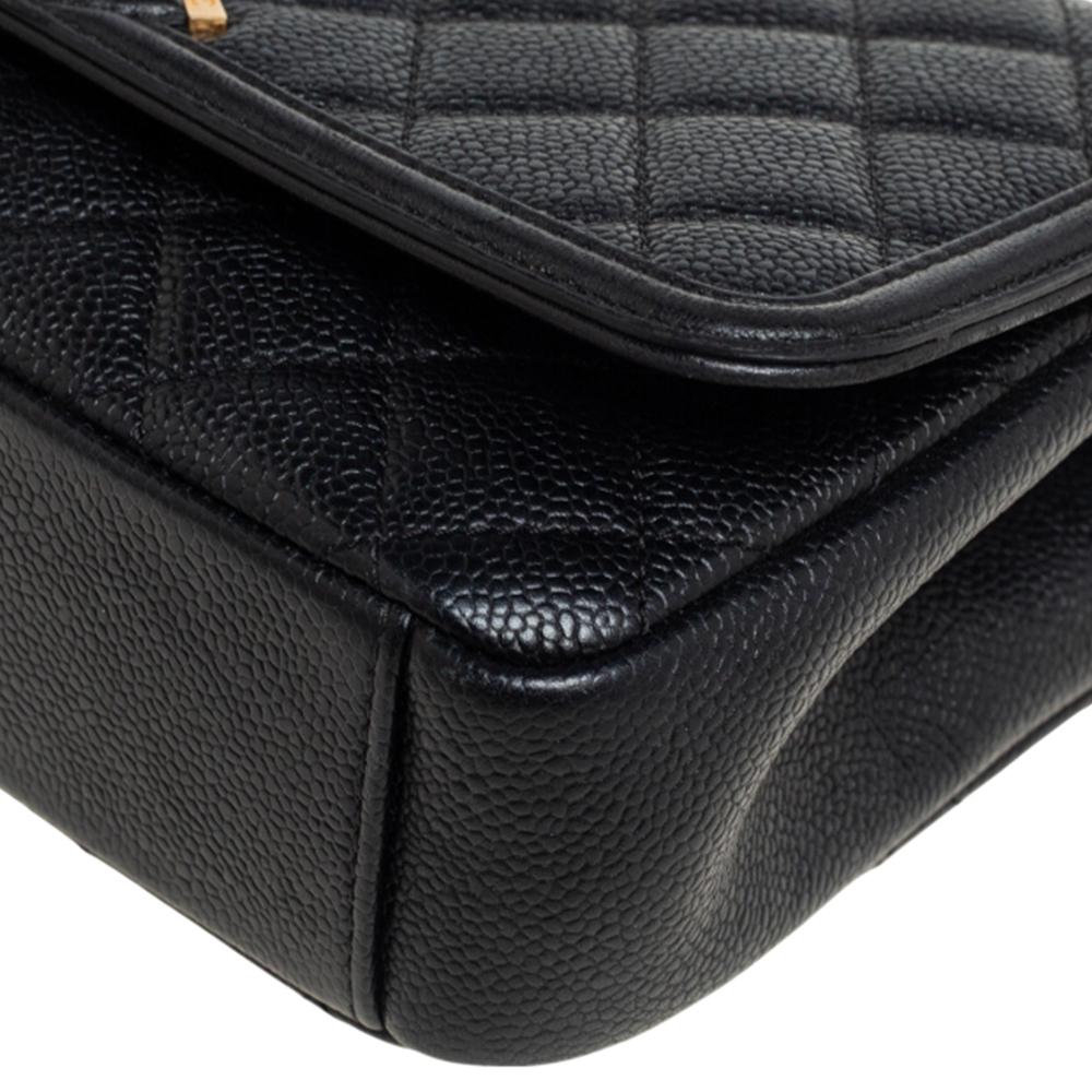 Chanel Black Caviar Leather Medium CC Filigree Flap Bag 3