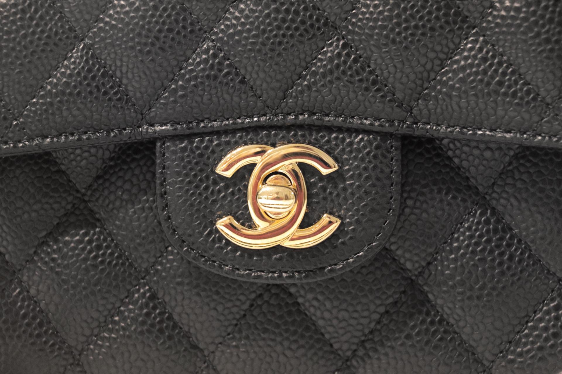 Chanel Black Caviar Leather Medium Classic Bag 1