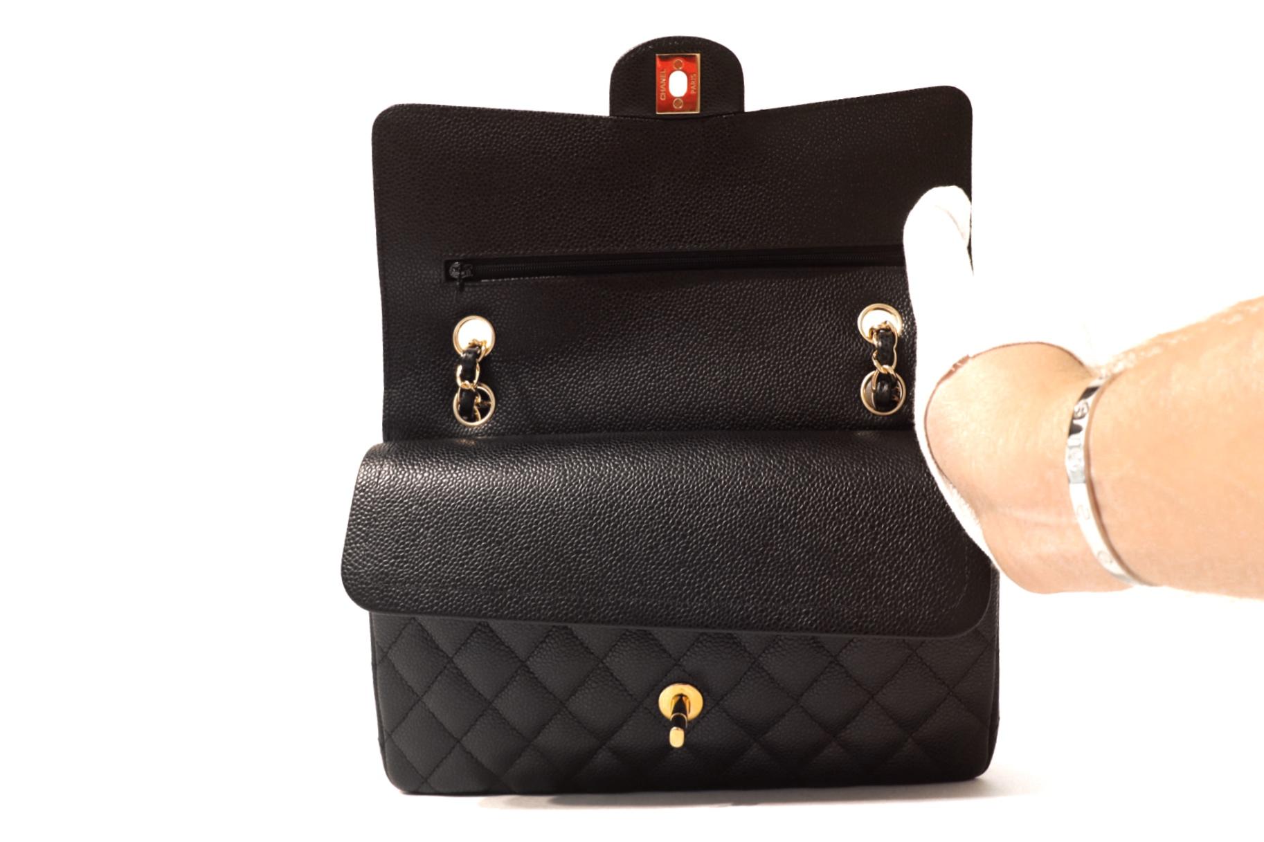 Chanel Black Caviar Leather Medium Classic Bag 2