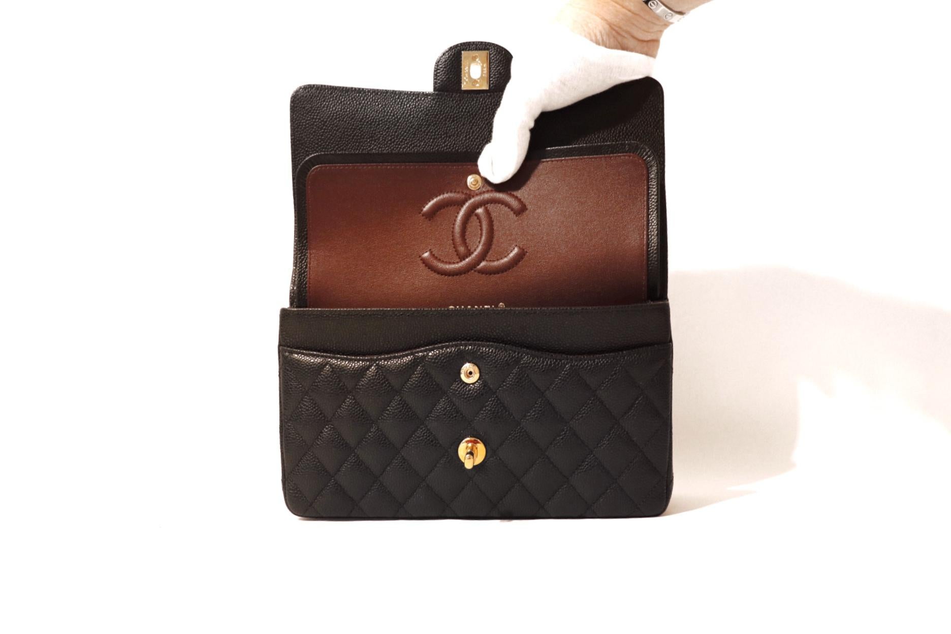 Chanel Black Caviar Leather Medium Classic Bag 3