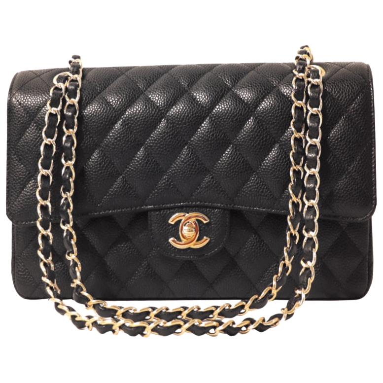 Chanel Black Caviar Leather Medium Classic Bag