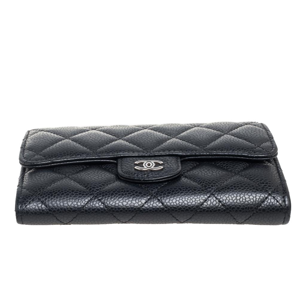 Chanel Black Caviar Leather Medium Flap Wallet 3