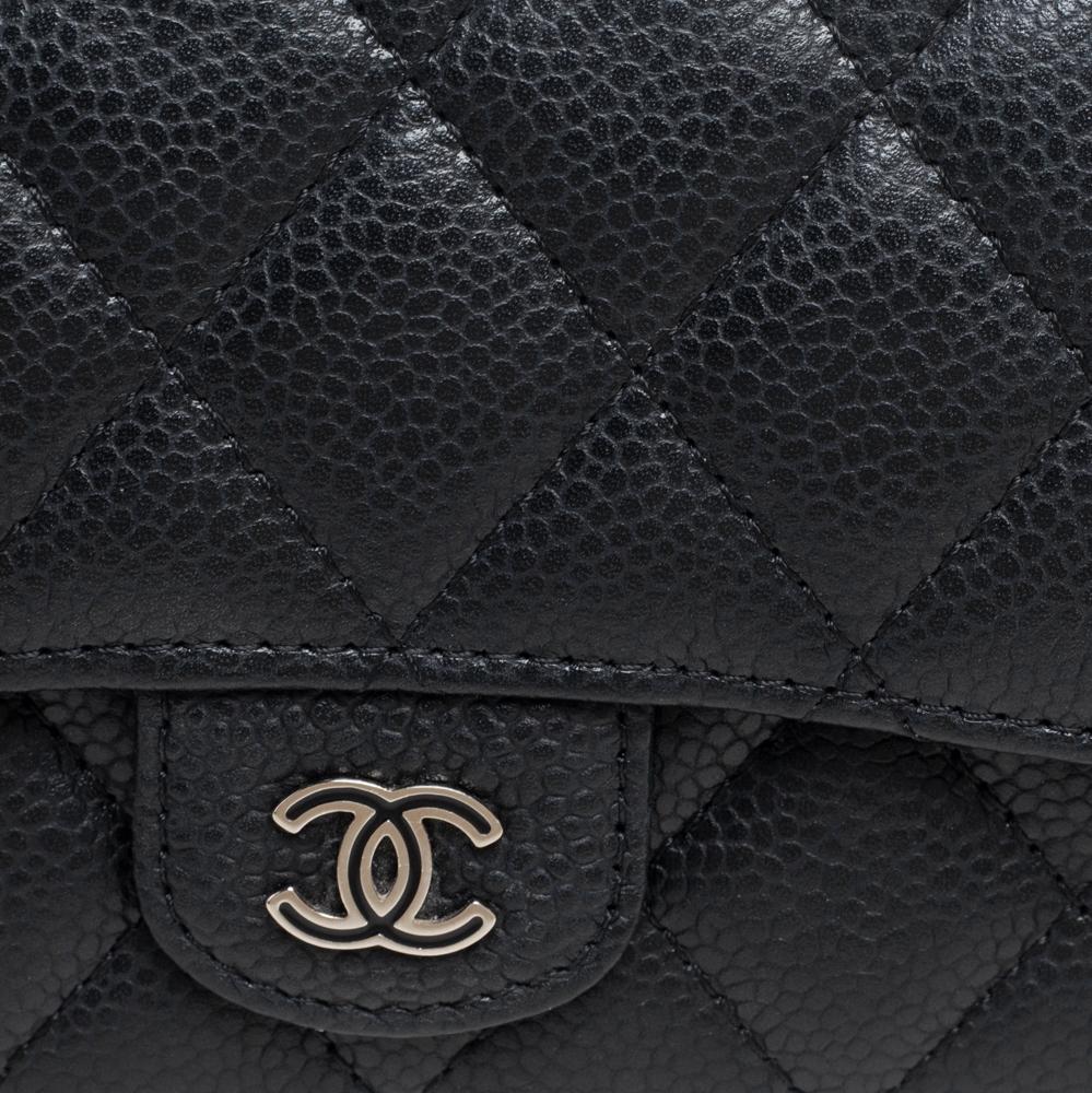 Women's Chanel Black Caviar Leather Medium Flap Wallet