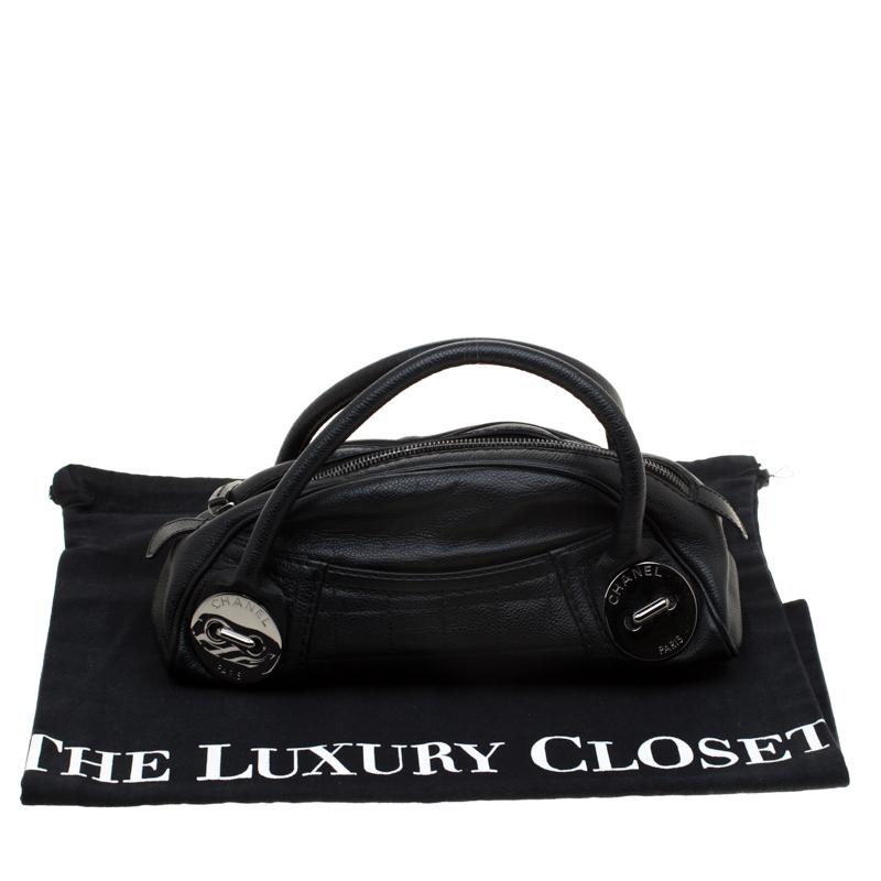 Chanel Black Caviar Leather Mini Bowler Bag 8