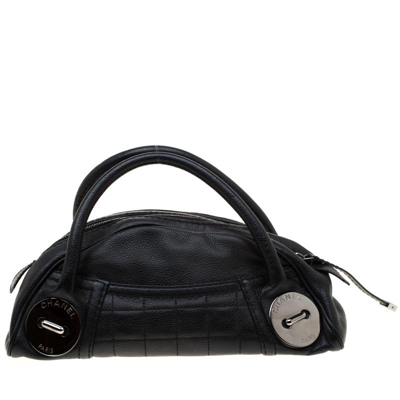 Women's Chanel Black Caviar Leather Mini Bowler Bag