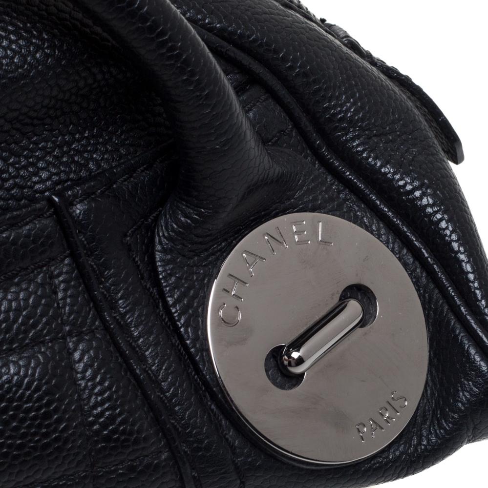 Women's Chanel Black Caviar Leather Mini Bowling Bag