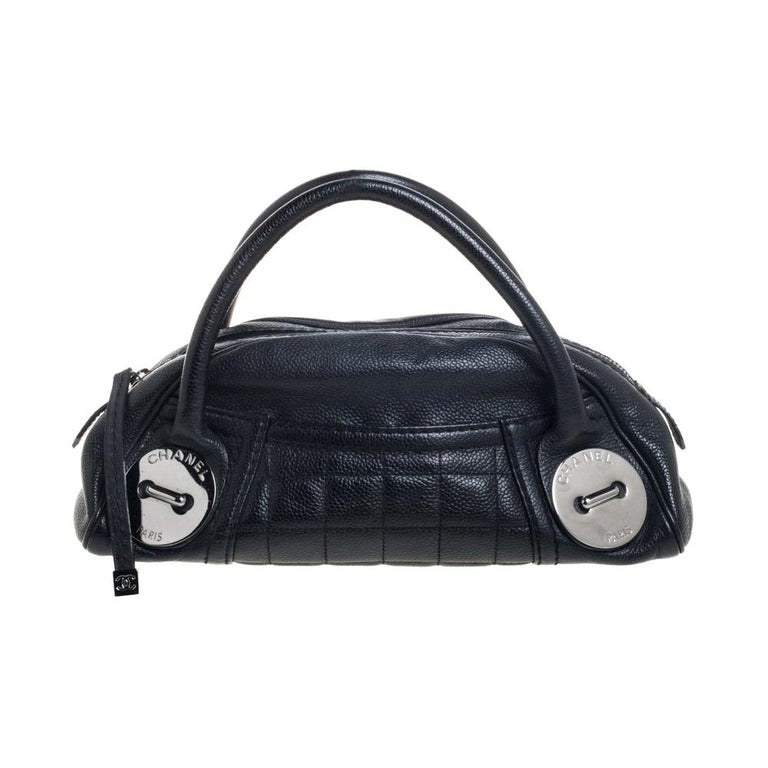Chanel Black Caviar Leather Mini Bowling Bag at 1stDibs