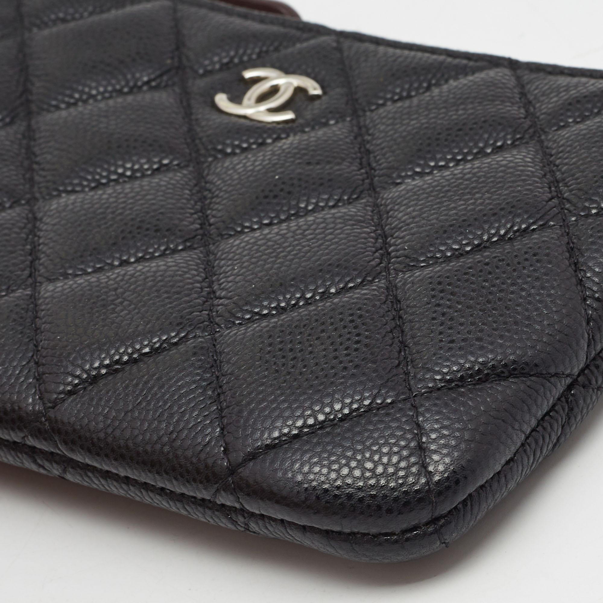 Chanel Black Caviar Leather Mini O Case Zip Pouch 5