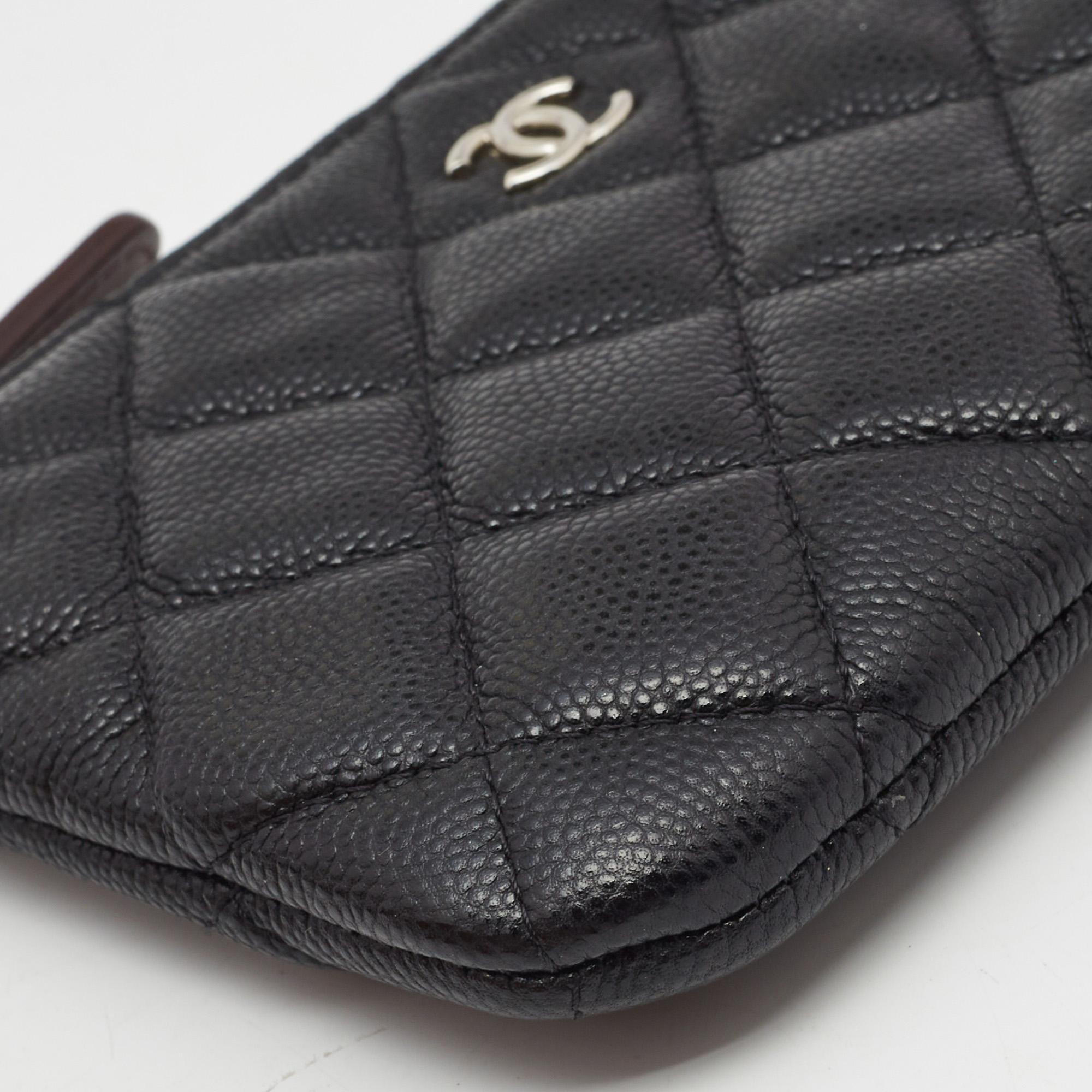 Chanel Black Caviar Leather Mini O Case Zip Pouch 6