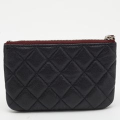Chanel Black Caviar Leather Mini O Case Zip Pouch