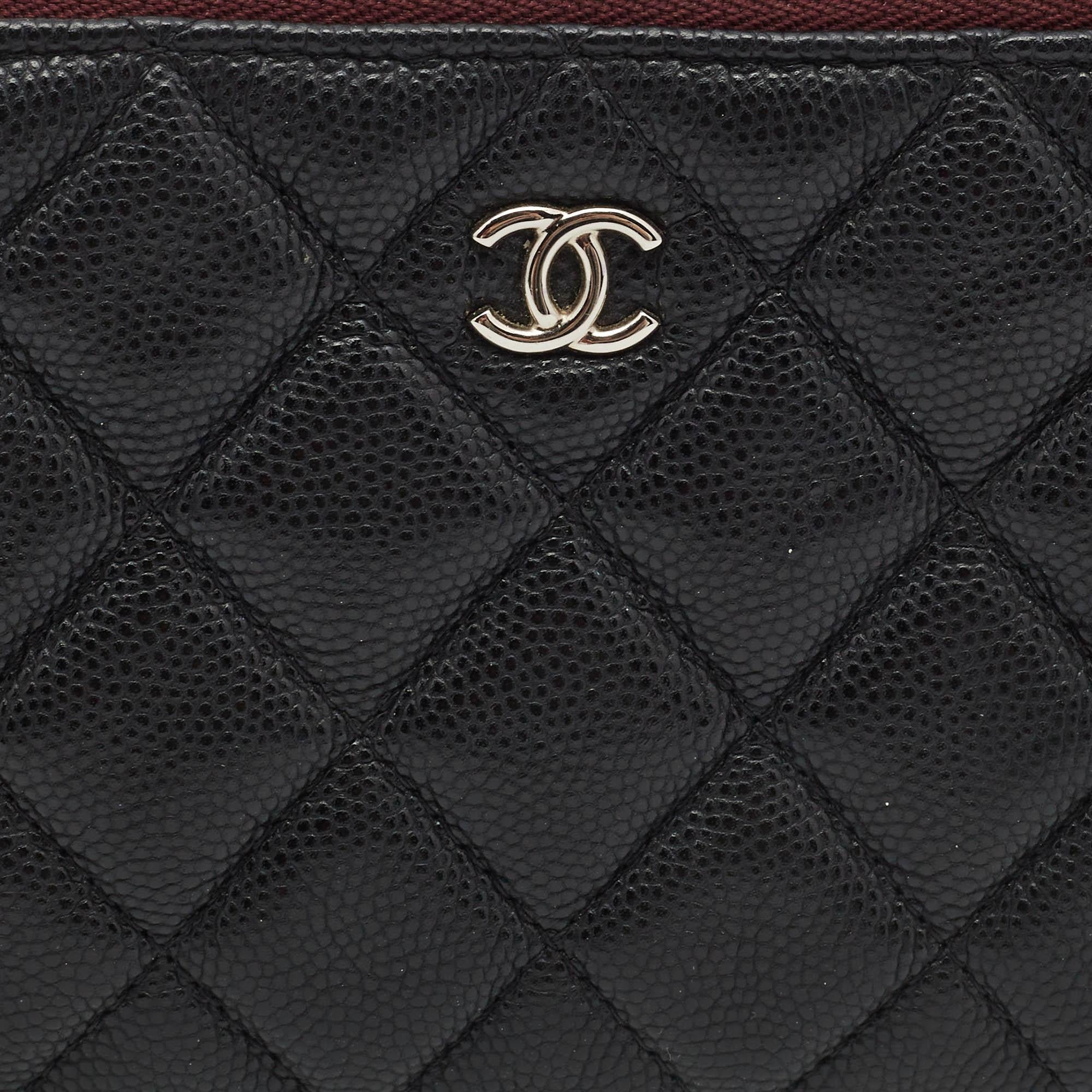 Chanel Black Caviar Leather Mini O Case Zip Pouch 1