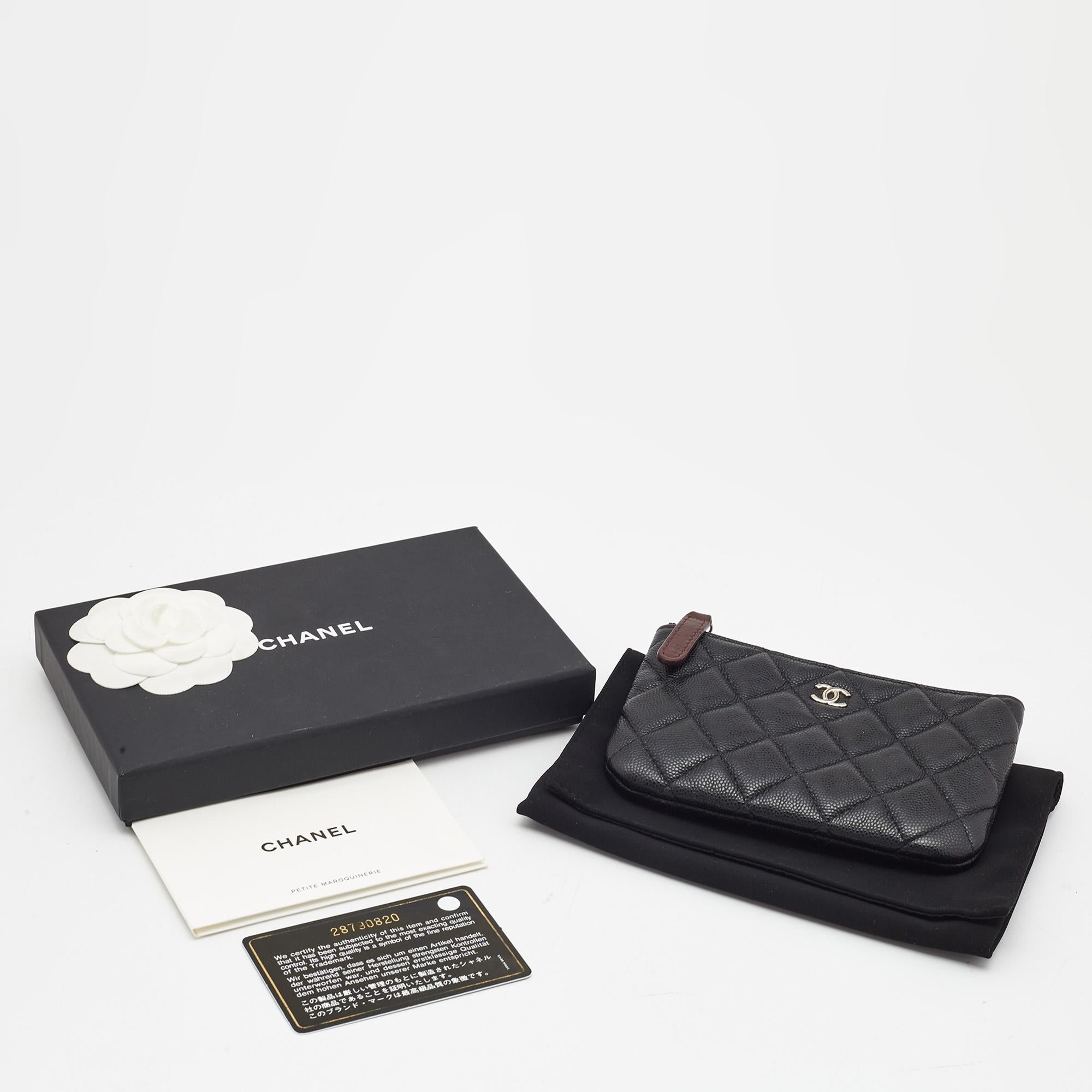 Chanel Black Caviar Leather Mini O Case Zip Pouch 2