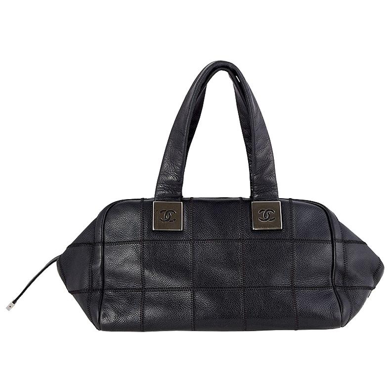 Chanel black Caviar leather OVERLOCK STITCHING Patchwork Bag