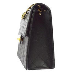 CHANEL Black Caviar Leather Quilted Gold Hardware Classic Jumbo Evening Shoulder