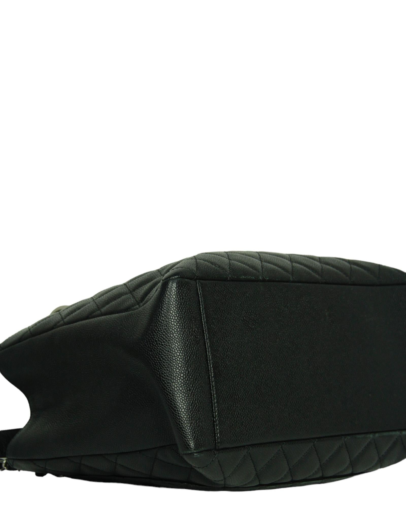 Women's Chanel Black Caviar Leather Quilted Grand Shopper Tote Bag GST with SHW For Sale