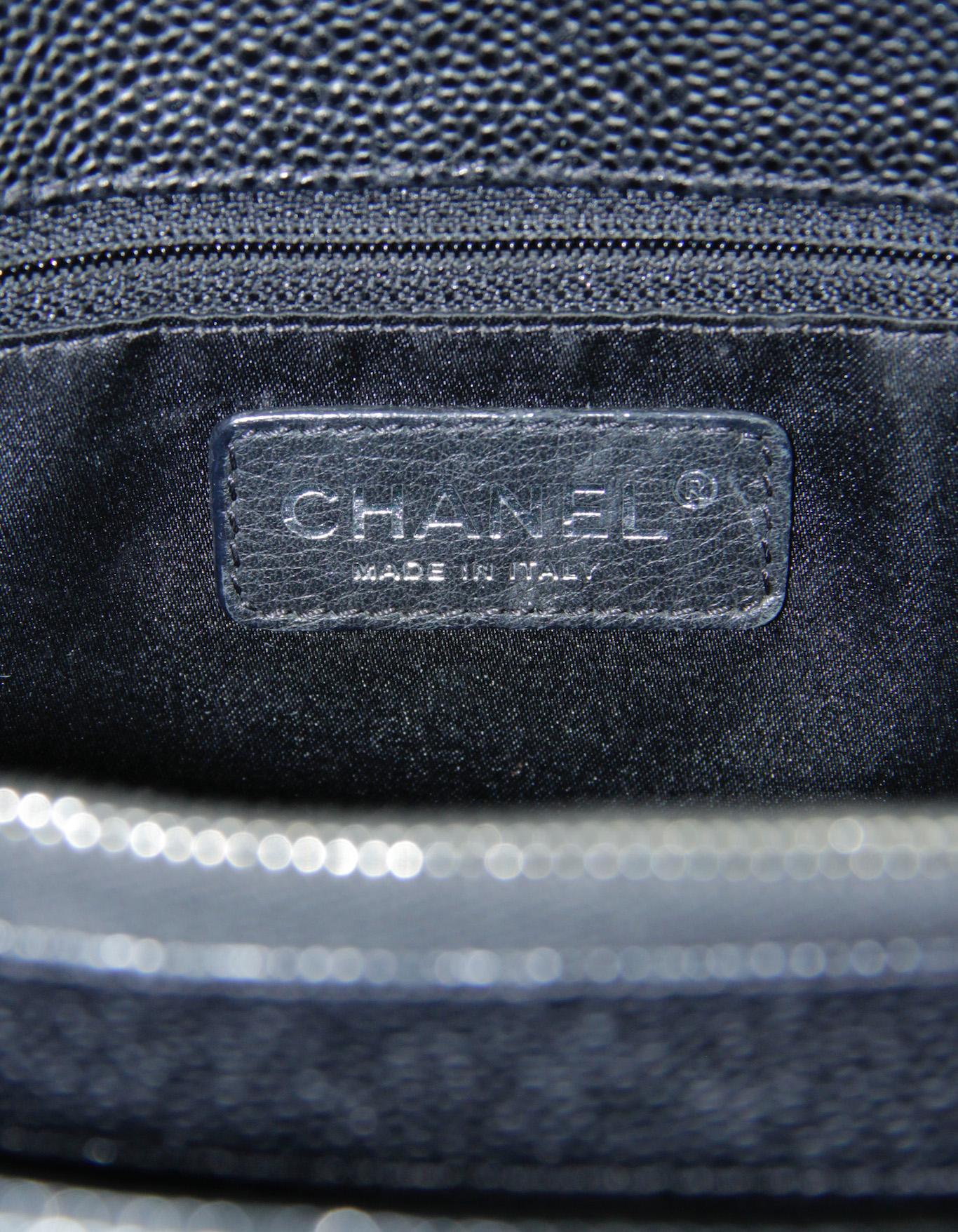 Chanel Black Caviar Leather Quilted Grand Shopper Tote Bag GST with SHW For Sale 4