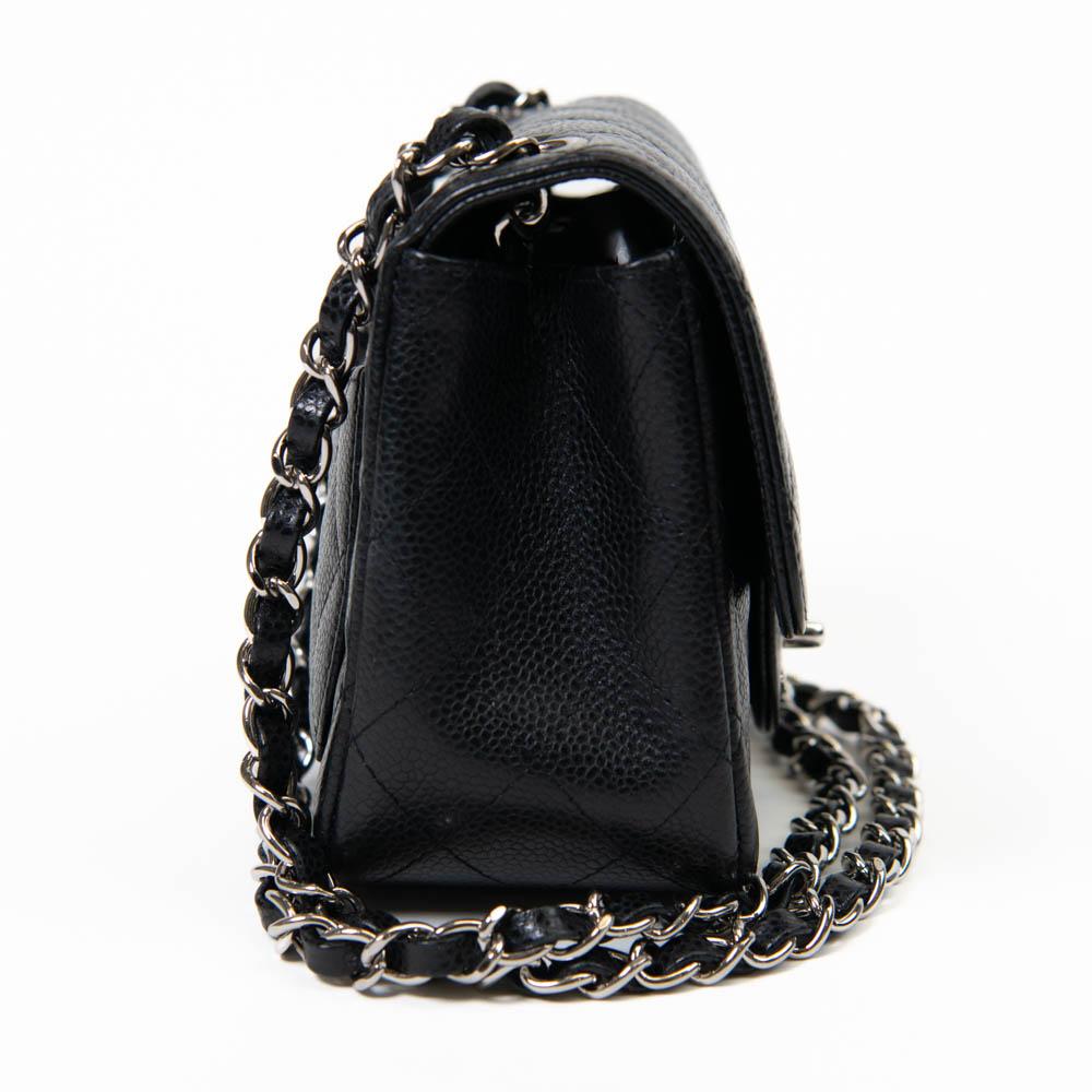 Women's or Men's Chanel Black Caviar Leather Quilted Mini Square Flap