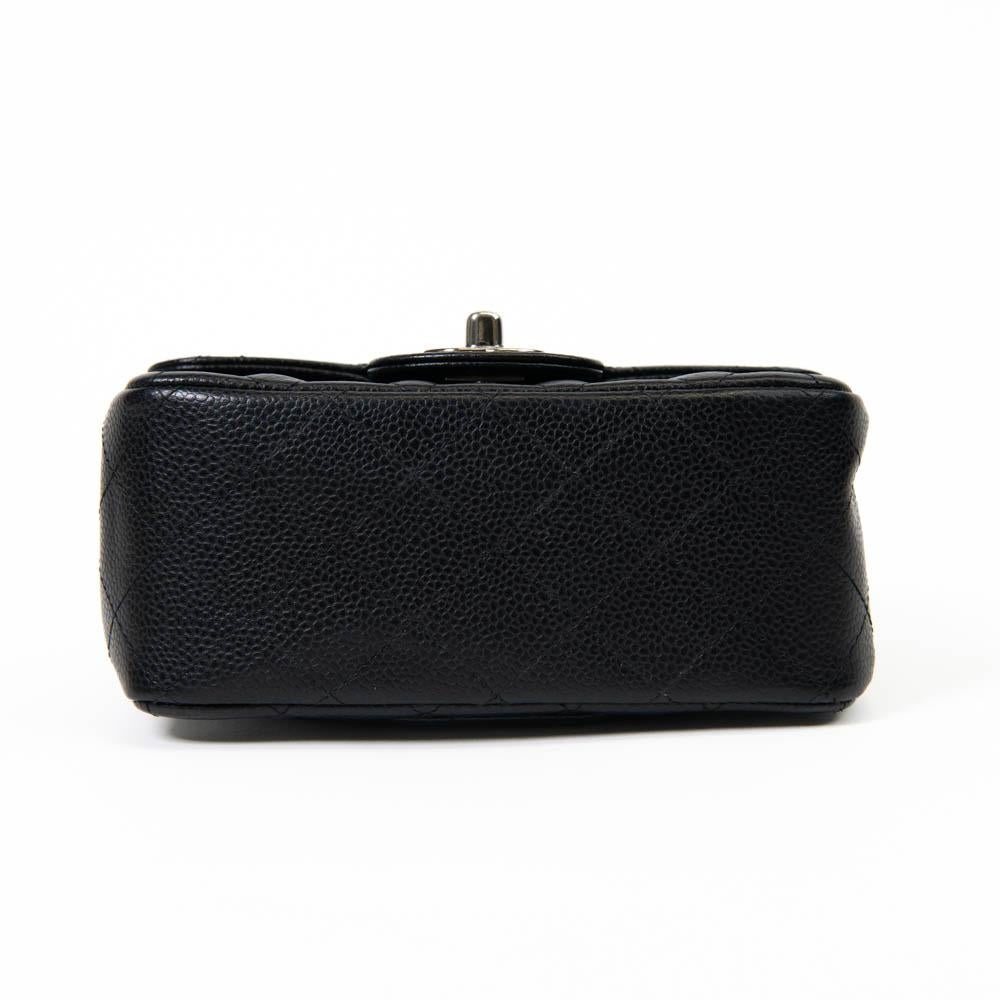 Chanel Black Caviar Leather Quilted Mini Square Flap 2