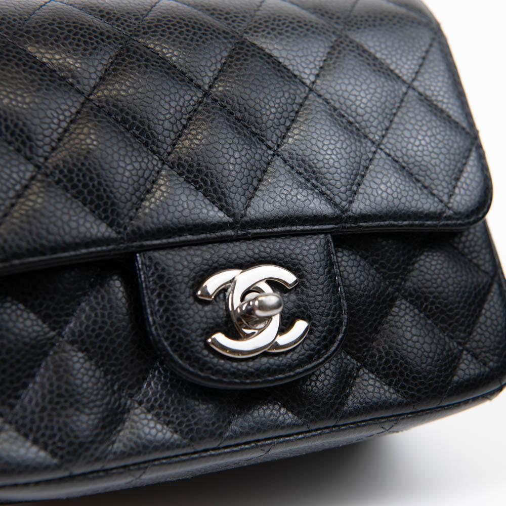 Chanel Black Caviar Leather Quilted Mini Square Flap 3