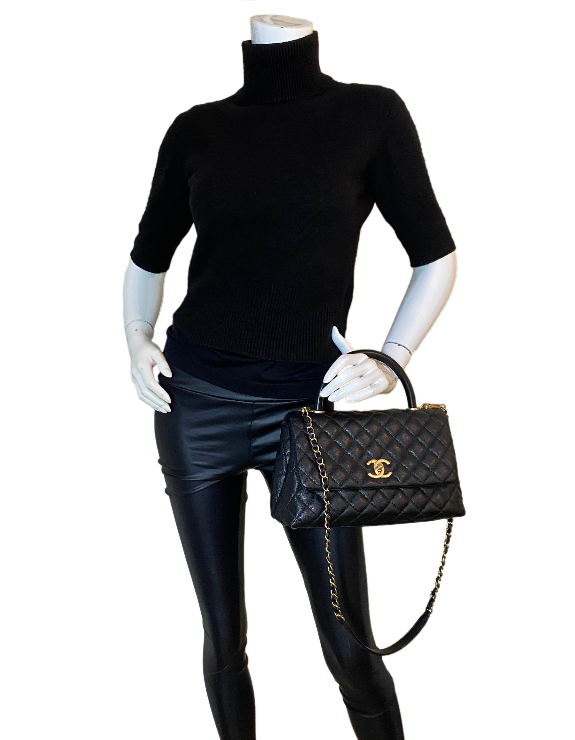 chanel caviar quilted small coco handle flap black