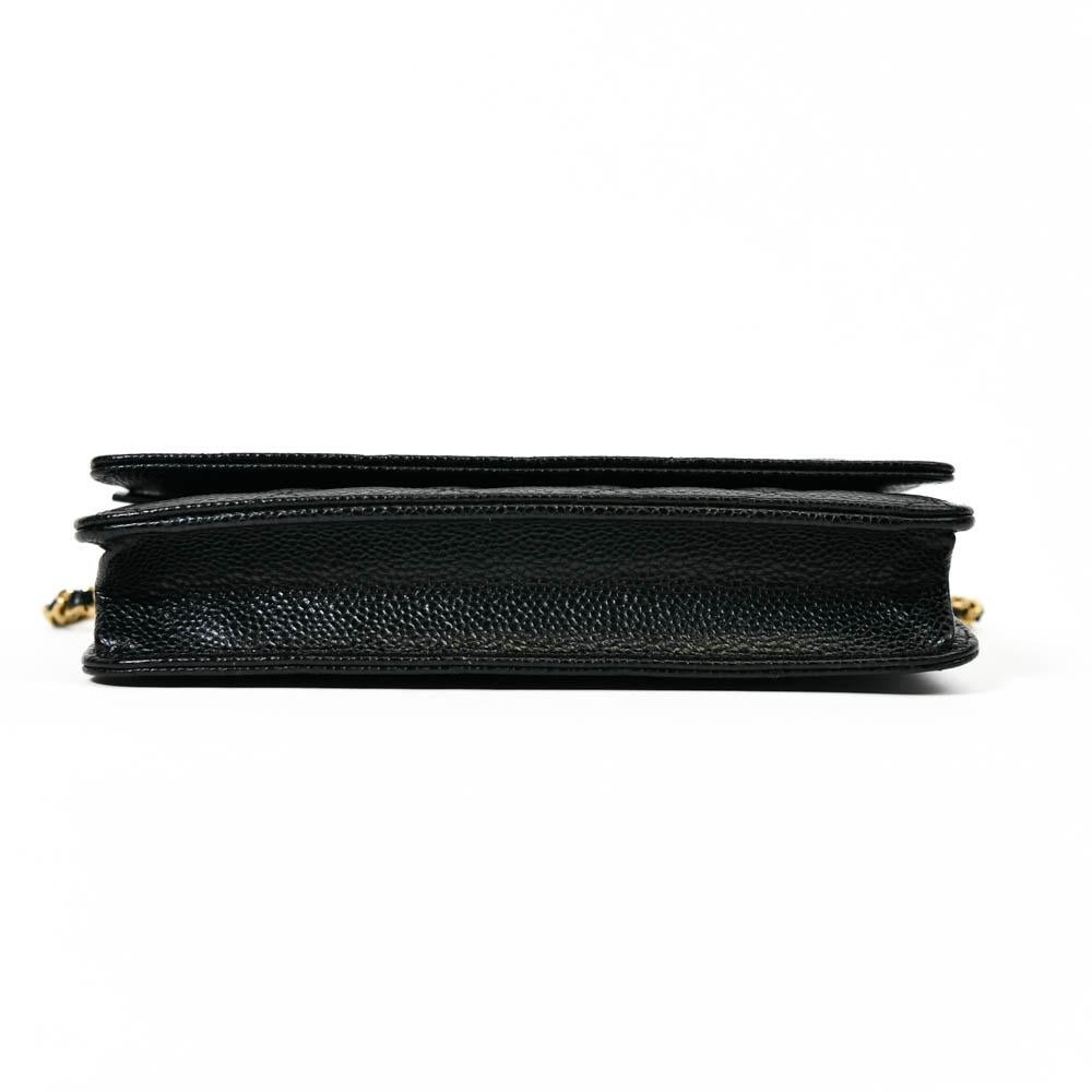 Chanel Black Caviar Leather Quilted Wallet On Chain WOC 2