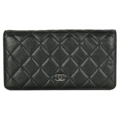 Chanel Black Caviar Leather Quilted Yen Wallet