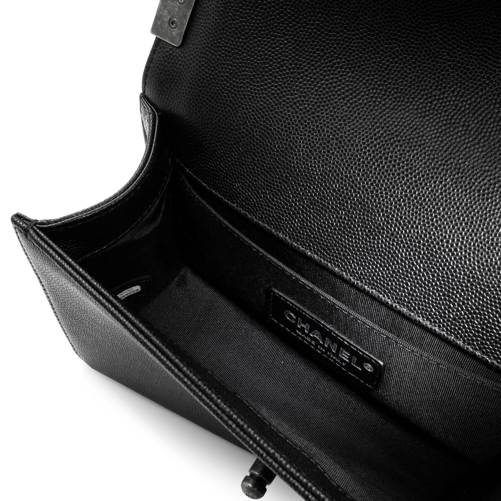 Chanel Black Caviar Leather & Ruthenium Finish Metal Small Boy Bag A67085 3