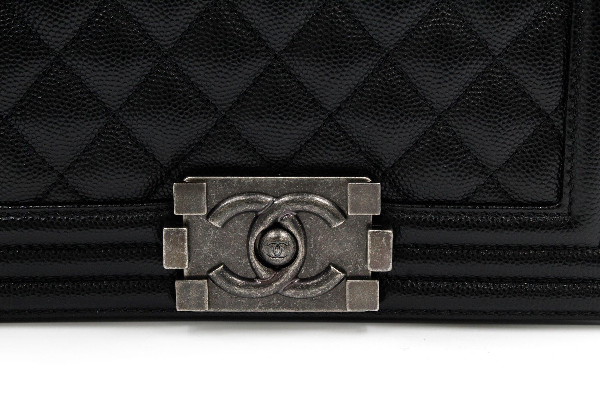 Chanel Black Caviar Leather & Ruthenium Finish Metal Small Boy Bag A67085 5