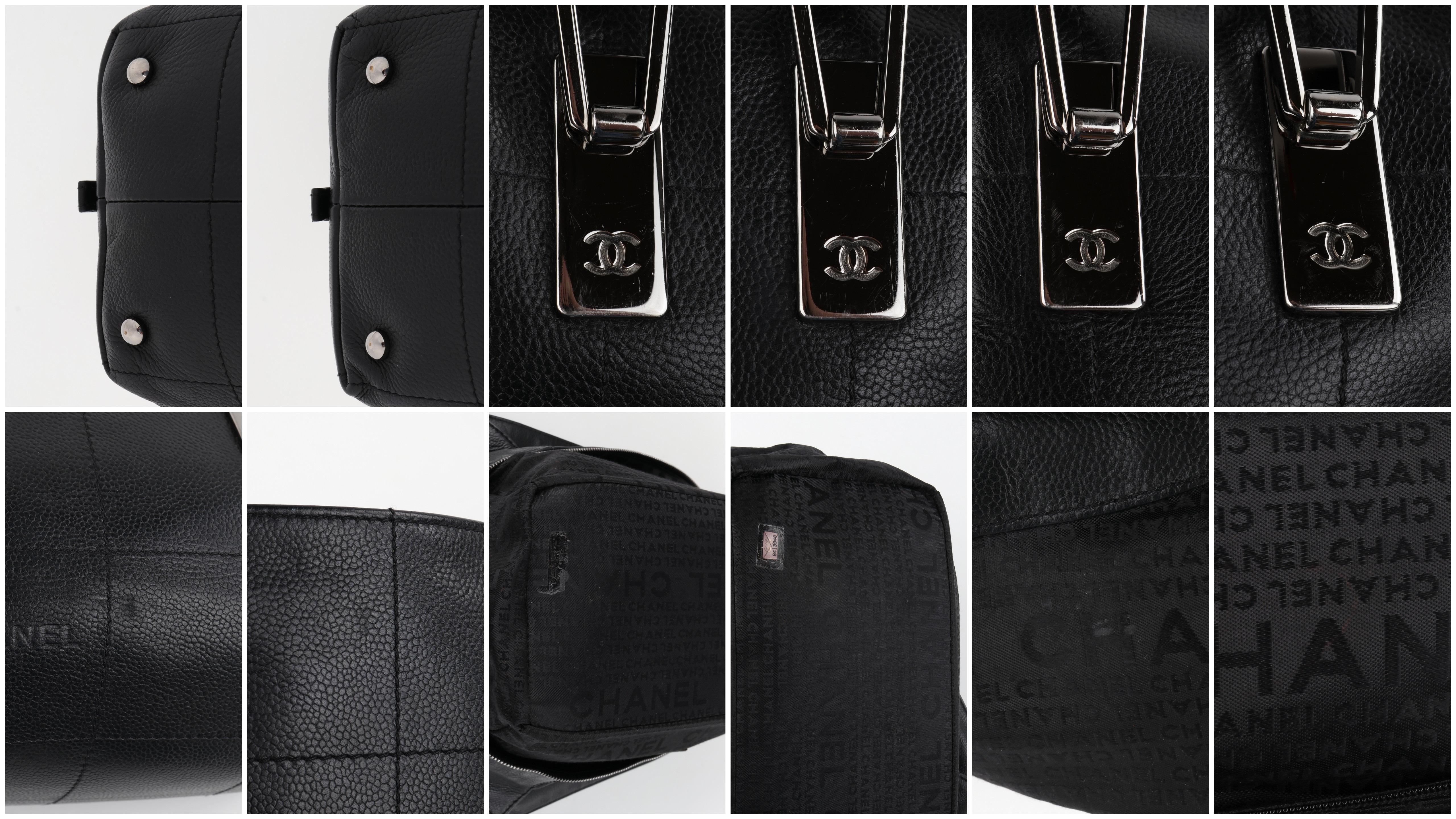 CHANEL Black Caviar Leather Silver Top Handle Quilted Satchel Handbag Purse 6